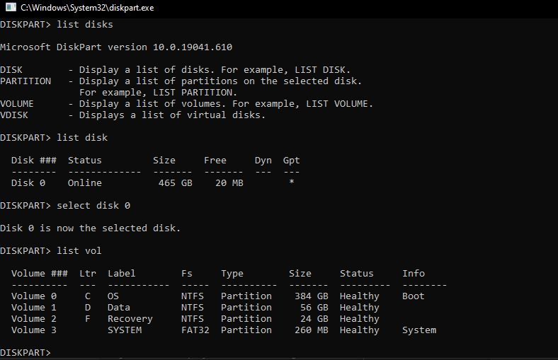 disk part tool
