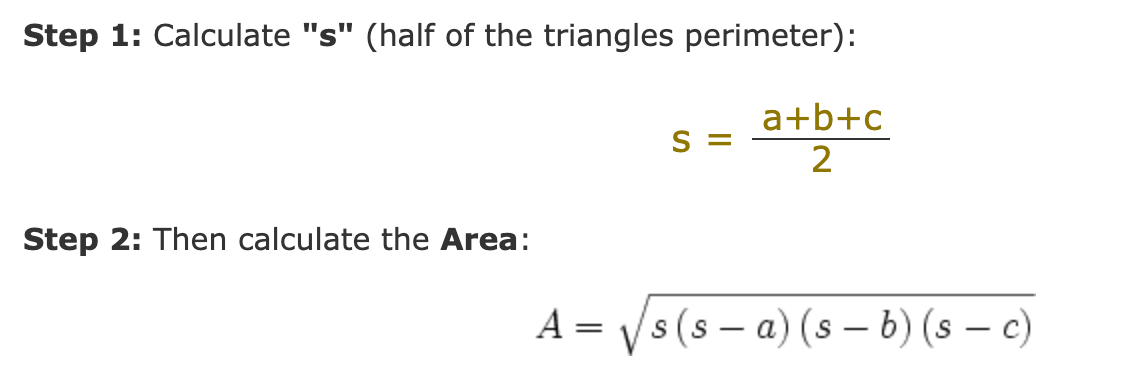 Calculate triangle Area
